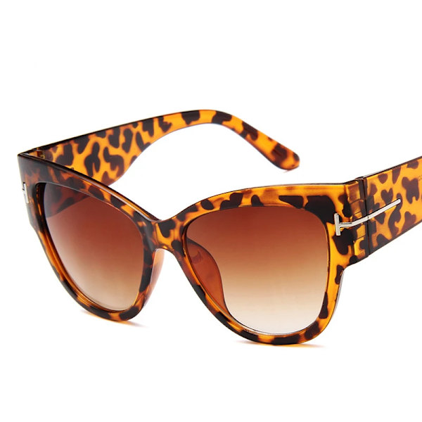 Nytt Tom Modemärke Designer Cat Eye Dam Solglasögon Dam Gradient Points Solglasögon Big Oculos feminino de sol UV400 Leopard multi
