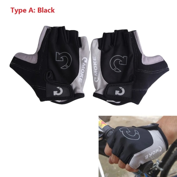 Halvfinger Cykelhandskar Anti Slip Gel Pad Andas Motorcykel MTB Road Bike Handskar Herr Dam Sport Cykel Handskar S-XL Black M