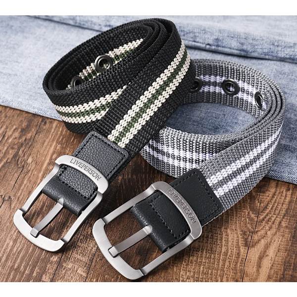 Ny Canvas Pin Spänne Bälte Herr Dam Mode Ränder Utomhusbälten 2021 Designer Eyelet Midjeband Jeans Blue White 110cm