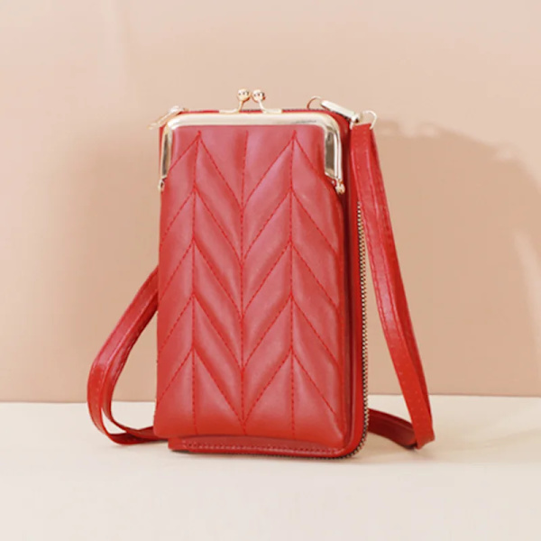 NYTT Mode Stenmönster Crossbody-väska Dam PU-läder Lyx Samll Telefonficka Damväska Axelväskor Handväskor B-wine red