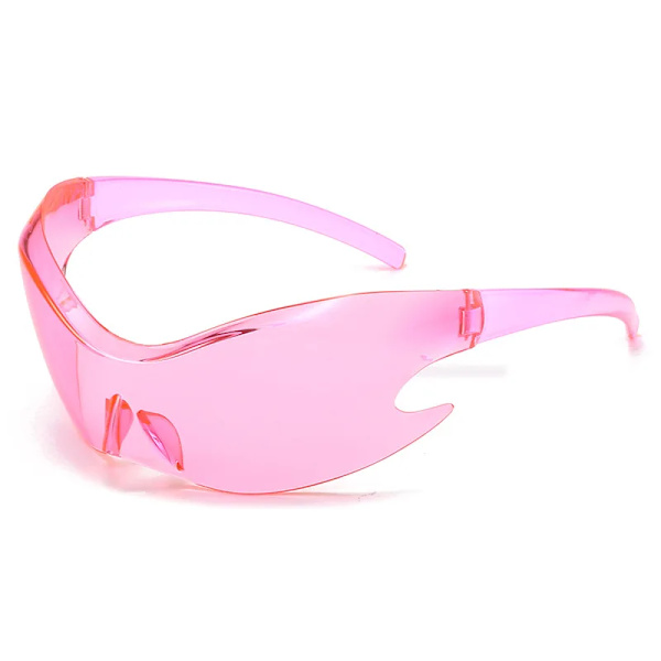 Lyxmärke Sport Punk Y2K Solglasögon Kvinnor Män Unika Goggle One Piece Solglasögon för män Silver Hip Hop nyanser UV400 C3 Pink