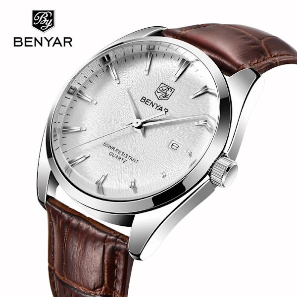BENYAR Mode Herrklockor Toppmärke Lyx Militär Watch Läder Vattentät Sportklocka Watch reloj hombre 2023 Blue