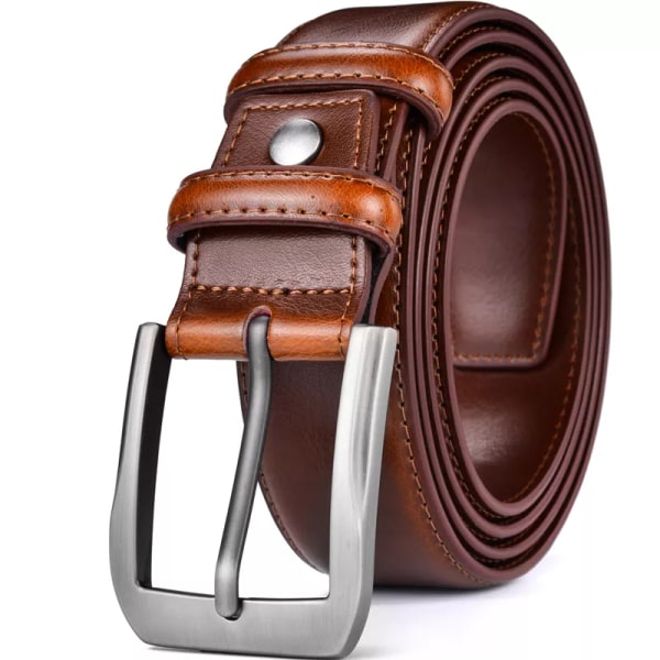 Klänning i äkta läder för män Klassisk sömnad design 38 mm Vanliga stora och höga storlekar 0502SL-kou-Cognac 100cm