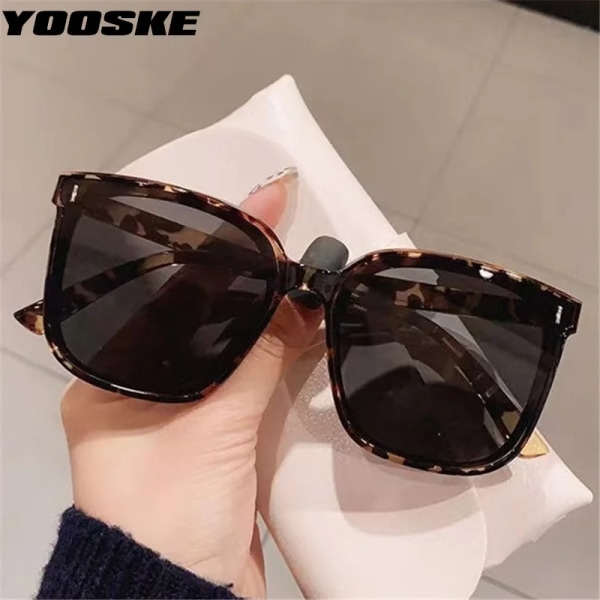 YOOSKE Retro polariserade solglasögon Herr Dam Populära fyrkantiga solglasögon Dam Svarta Glasögon Driver Goggles UV400 Spegel Leopard Unpolarized
