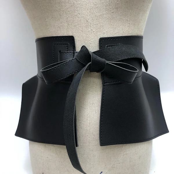Kvinnor Peplum Bälte Kvinnlig Kjol Läder Midjebälten Mode Damer PU Svart rosett Bred sele Klänningar Designer midjeband Red 1pc