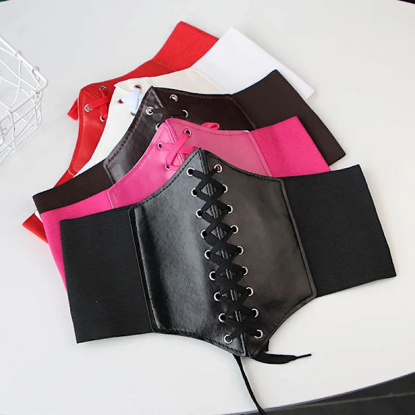 2023 Korsett Breda Bälten Pu Läder Punk Slimming Body Midjeband för kvinnor Elastiskt midjebälte Body Shapewear Bustier Dress Gördel B4 65-70 cm