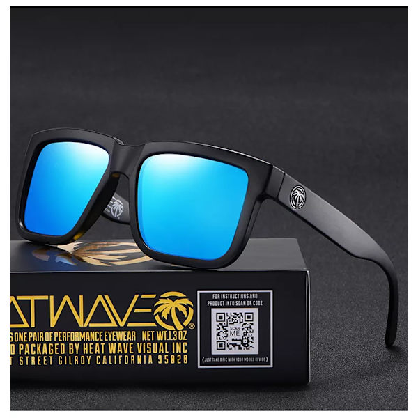 NYHET Högkvalitativt lyxigt Heat Wave-märke Polariserade solglasögon fyrkantiga Sammanfogade lins Dam män solglasögon UV400 HW02 C7 only glasses