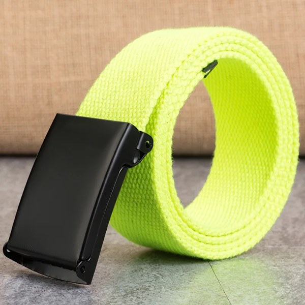 Gratis gravering Plus LONG Storlek 160 150 140 130 cm Canvasbälten Herr Anpassat namn Automatiskt spänne Damer Large Big Size Jeansbälten Fluorescent Green 100cm