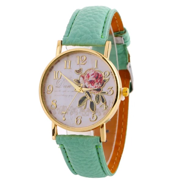 orologio donna Nyankomst Rose Mönster Klockor För Kvinnor Hot Läder Armbandsur Present Mode Casual Studenter Watch brown