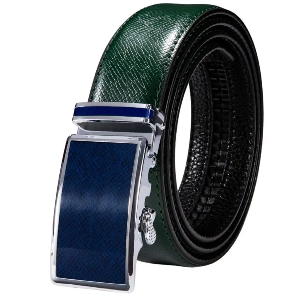 Högkvalitativt grönt äkta läder Herrbälten Lot Styles Automatiska spännen för klänning Jeans Kostym Herr Midjeband Bälte Bröllopspresent 2201DMI 130cm