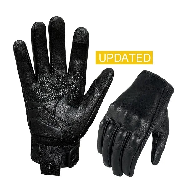 Motorcykelhandskar Dam Mentouch Skärm Premium Läder Svart Gul Brun Cykelhandske Motorcykel Motorcross Vante Men G01D Solid M