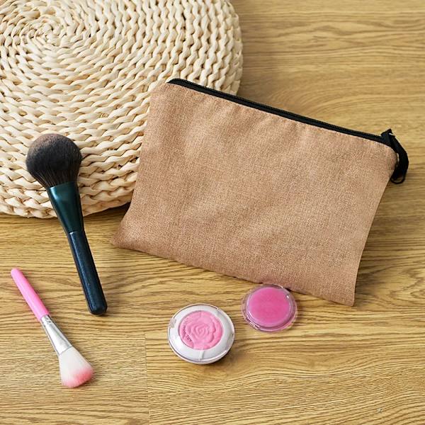 Tjejsminkväska print Klassisk organizer Festtoalettsaker Linne Dragkedja Organizer Tote Förvaringspåse Present C 003 (Linen)