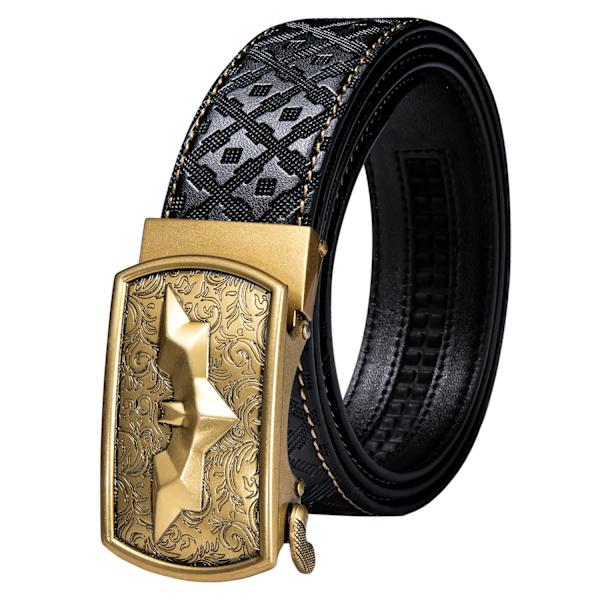 Designer Black Leather Herrbälten Prägling Spärrrem Midjeband Automatiska spännen Glidklänning Jeansbälte för män 110CM-130CM 1004DPA 110cm