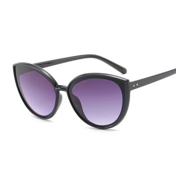 Retro Cat Eye Style Solglasögon Kvinna Mode Gradient Solglasögon för kvinnligt märke Designer Glasögon Färgglad spegel Gafas De Sol Black Gray
