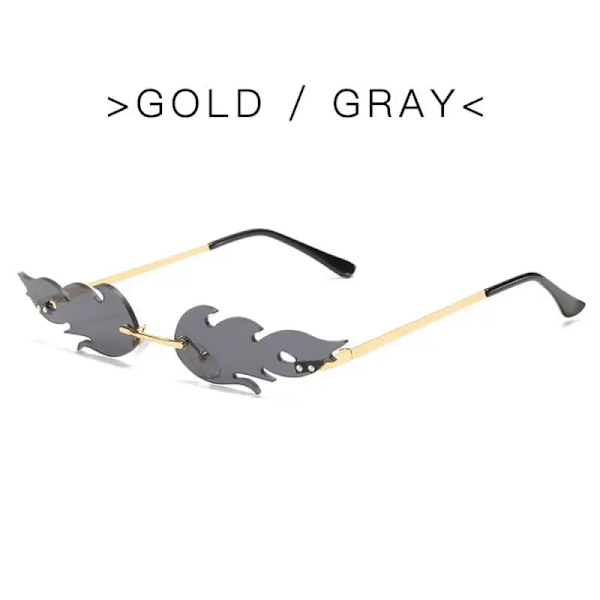 Summer Flame Solglasögon Kvinnor Rimless Wave Glasögon Löpsolglasögon Lyx Trendiga Solglasögon Skärmar Kvinna N