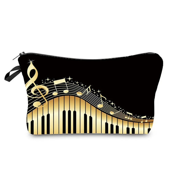 Högkvalitativ organizer Bärbart case Piano Gitarrmålning Dam Sminkväska Värmeöverföring Musiknoter Print Kosmetiska väskor hz7350 Music Bag