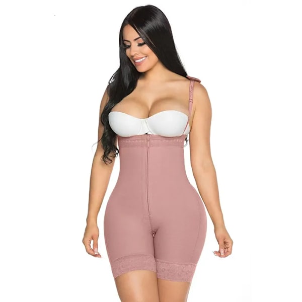 Fajas Colombianas Compression Shaper Öppen byst Magkontroll med dragkedja Kropp Skönhet Shapewear Waist trainer Post-kirurgisk användning Rosybrown M