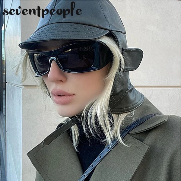 New In Cat Eye Solglasögon Dam Cyberpunk Solglasögon för män Streetwear Y2K Solglasögon Unisex utomhussportssolglasögon Glasögon Man C1 Matte Black With screwdriver