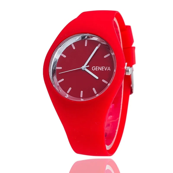 Mode Jelly Watch Kvinnor Casual Genève Sport Klockor reloj mujer Quartz Armbandsur Herrklocka watch hombre Red