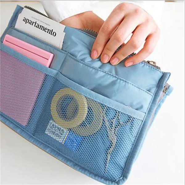 Damväska Resor Kosmetisk handväska Makeuppåse Organizer Toalettartiklar Trimsats Stor nylon handväska Gray