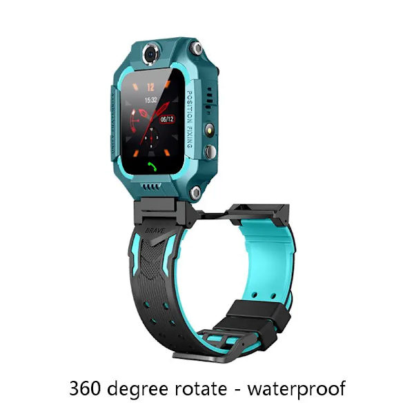 Barn Smart Watch Ny Sim-kort Smartwatch för barn SOS LBS Ring Telefon Kamera Röstchatt Foto Vattentät Pojkar Flickor Present Q19 W19-360 Green Hebrew language