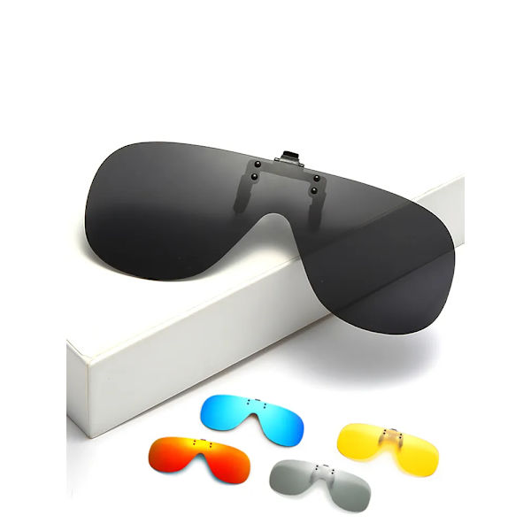 VIVIBEE Rimless Flip Up Clip On Solglasögon Män Kör UV400 Polariserad Spegel Röd Lins Fiske Stor storlek Fancy Design Glasögon 1 Grey Without Plastic Case