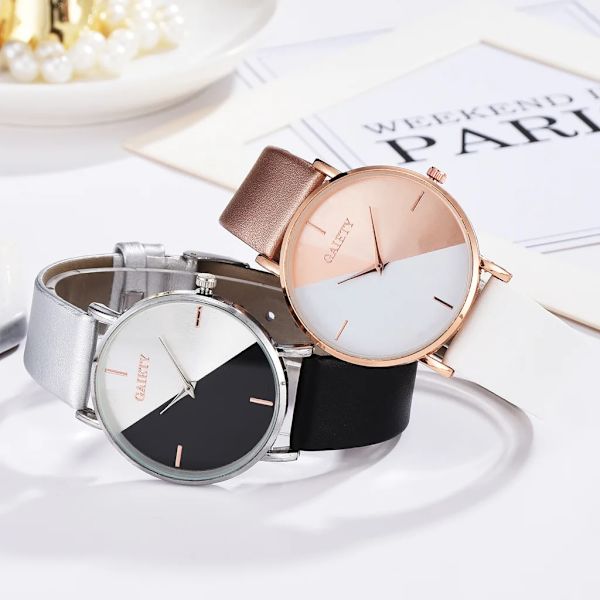 Toppmärke Watch Läder Roséguld Damklocka Lyxdesign Eleganta damklockor Blanda färg Enkelt mode watch brown