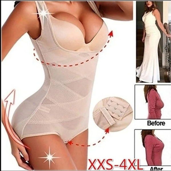 Kvinnor Sexig siamesisk korsett Postpartum Tunn midja bantning Bodysuit Hög kvalitet Shapewear Underkläder Kroppsformare Korsetter 0028 beige XXXL