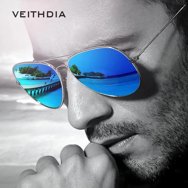 VEITHDIA Klassiske Mode Polariserede Solbriller til Mænd og Kvinder Reflekterende Linser Brille Tilbehør Solbriller til Mand/Kvinde silver silver Original Package