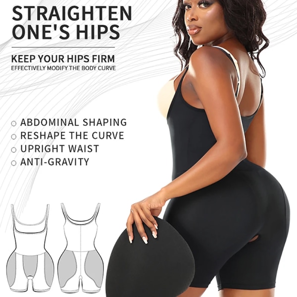 Side Butt Pads Shapewear Body för kvinnor Magkontroll Butt Lifter Underkläder Timglas Body Shaper Vadderad korsett Bigger Booty Black 4XL