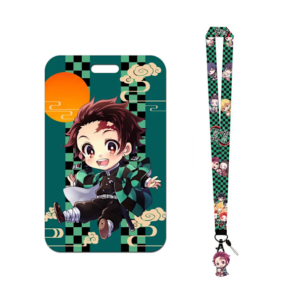 1 Set Demon Slayer Anime Kortfodral Kort Nyckel Lanyard Cosplay Badge ID-kort Hållare Halsband Nyckelringar Kamado Nezuko GMP-C