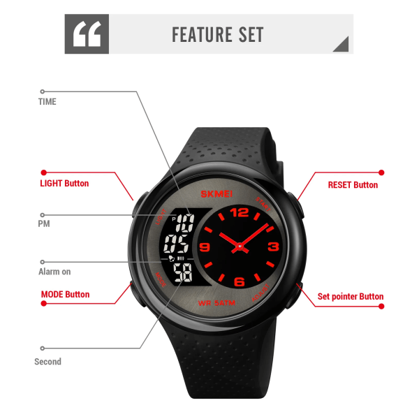 SKMEI1899 Herr multifunktionell kronograf kalender Armbandsur Klocka reloj hombre Creative 3 Time Back Light Digital Sport Watch color 3
