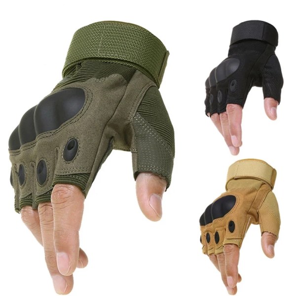 Taktiska utomhushandskar Airsoft Sporthandskar Halvfinger Typ Militär Män Kamphandskar Skytte Jakthandskar green L