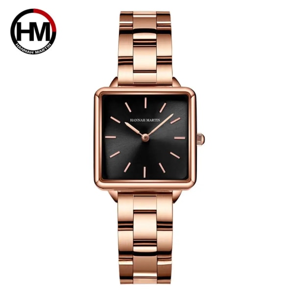 2021 New Arrival Full Solid Rostfritt Stål Fyrkantig Urtavla Japan Movement Quartz Gift Rose Gold Dam Top Brand Klockor för kvinnor 108BF