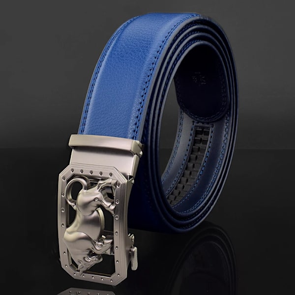 Lyxmärke tiger automatiskt spänne man vitt bälte äkta läder modedesigner Casual Hög kvalitet ceinture homme Black  silver(.183) 105CM(.183)