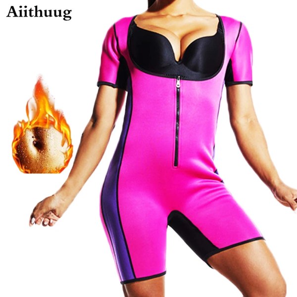 Aiithuug Varmsvettande bastudräkt Bantning Body Shaper Korsett Bantning Bodysuits Viktminskningskorsett Kvinnor Body Shaper Slim Suit purple S