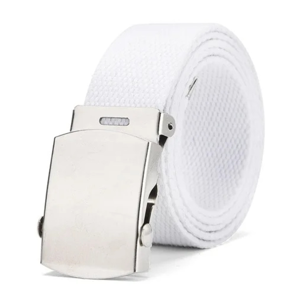 Högkvalitativ canvasbälte unisex lyxrem taktisk militär canvas midjeband Utomhusträningsbälte metallspänne bälten 3,8 brett white 100cm