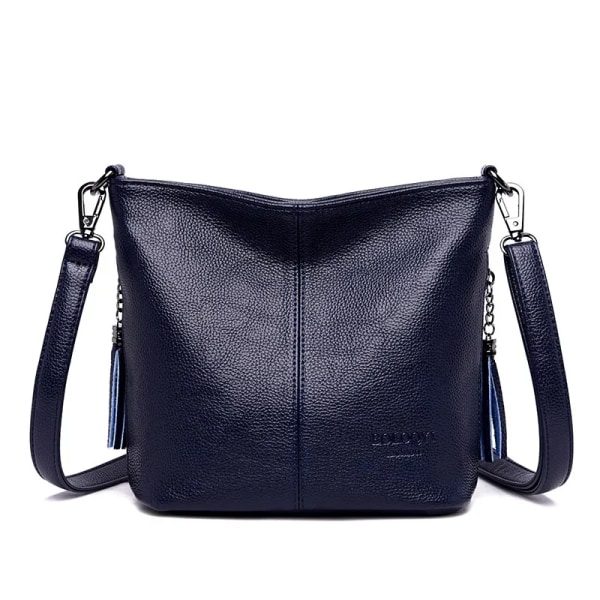 Crossbody-väskor i mjukt läder för kvinnor Nya lyxiga handväskor Dam Casual Axelväska Designer tygväska bolsa feminina Blue 25cm x 10cm x 21cm