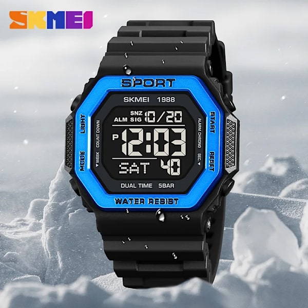 SKMEI 1988 Outdoor Sport Watch Herr Väckarklocka Chrono Clock 5Bar Vattentät Militär Klockor LED Display Digital Watch Reloj Hombre black