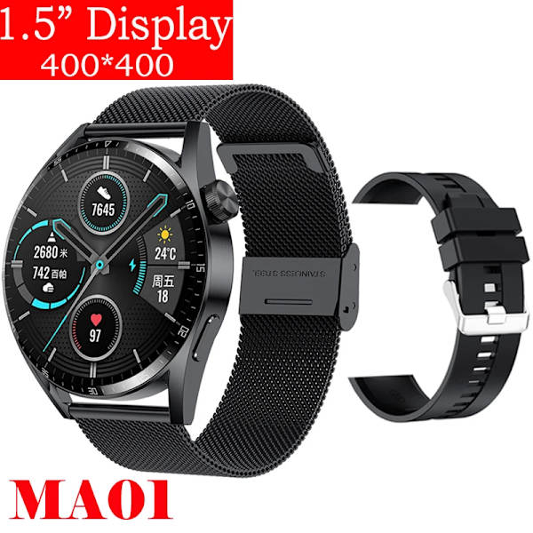 Ny Smart Watch Herr Android GT3 IP68 Vattentät NFC Smartwatch Trådlös Laddning Bluetooth Ring Herr Watch för Bl Me-Bl Si watch for women