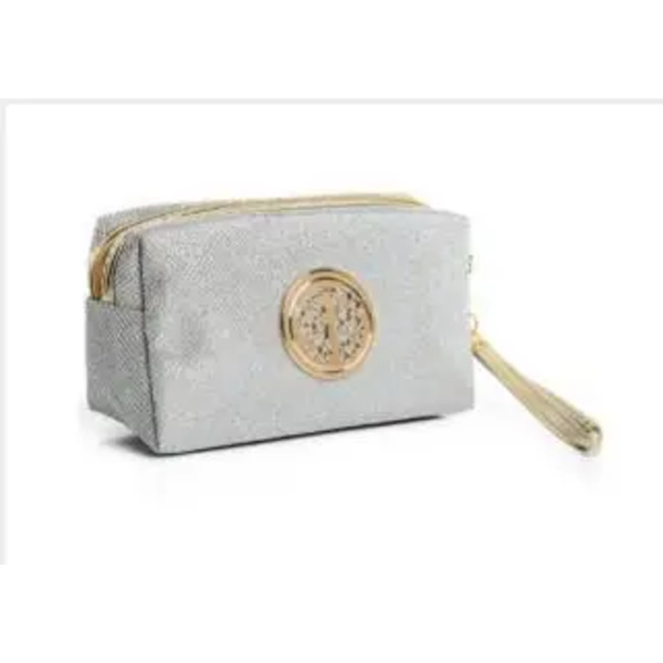 Kosmetisk väska för kvinnor män resor Bling dam dragkedja sminkväskor Mode smink Tvätta Toalettartiklar Organizer Påse Case Silver(.689)