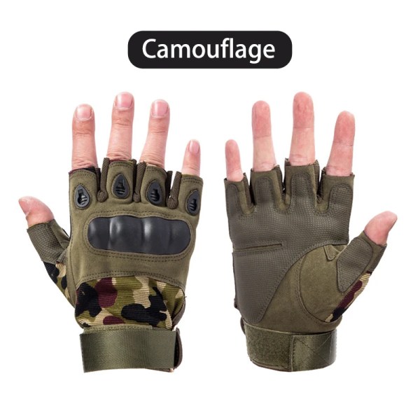 Halvfinger Taktiska handskar Utomhus Militärhandskar för män Vandring Motorcykel Cykling Sporthandske Shooting Jakthandskar Camouflage M