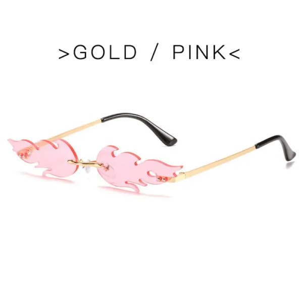 Summer Flame Solglasögon Kvinnor Rimless Wave Glasögon Löpsolglasögon Lyx Trendiga Solglasögon Skärmar Kvinna L