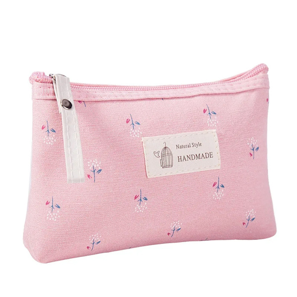 eTya Mode Canvas Kosmetikväska Kvinnor Blommor Blixtlås Små sminkväskor Organizer Canvas Mini Lady Toalettväska Påse blue