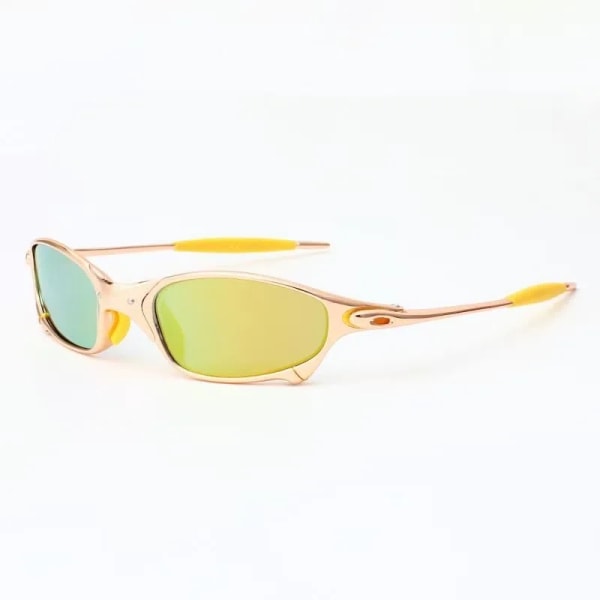 MTB Man Polarized Solglasögon Cykelglasögon UV400 Fiskesolglasögon Metall Cykelglasögon Cykling Glasögon Ridglasögon B2-6 Gold