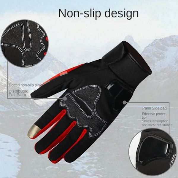 Motorcykelhandskar 100% Vattentäta Vindtäta Vinter Herr Touch Screen Andningsbara Motorcykel Racing Handskar Red M
