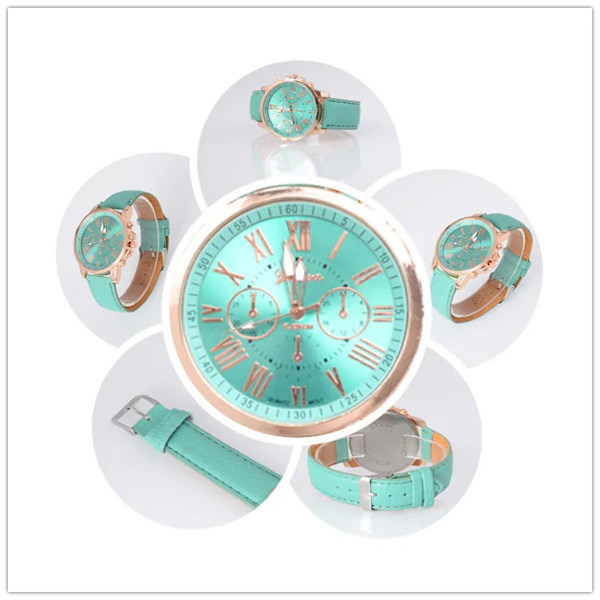 Mode Dam Quartz Watch Orange Läderrem Lyx Digital Roman Scale Alloy Urtavla Klockor För Kvinnor Present Par Klockor H07 H07-3