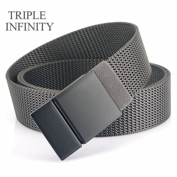 2022 Mode Metall Smidigt Spänne Herrbälte Affärsstil Nylon Designerbälte Casual Man Slitstarka Kostymbyxor Midjeband 120 cm Gray Belt 120cm Adjustable