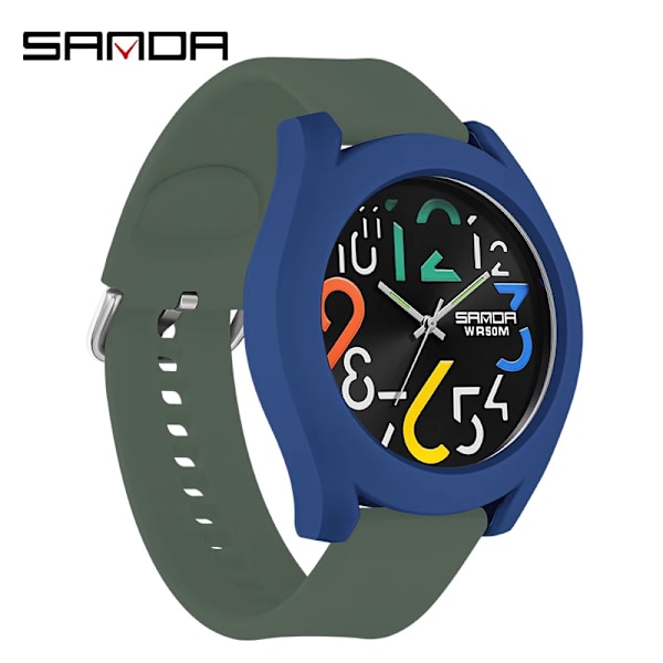 Sanda Watch Silikonrem Vattentät Watch Creative Simple Girl Watch 2023 Nytt mode Vit Casual Quartz Clock 9021 Blue