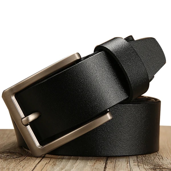 [DWTS]Herrbälte läderbälte herr äkta läderrem för män lyxigt nålspänne casual herrbälte Cummerbunds ceinture homme B NE369 BLACK 110cm